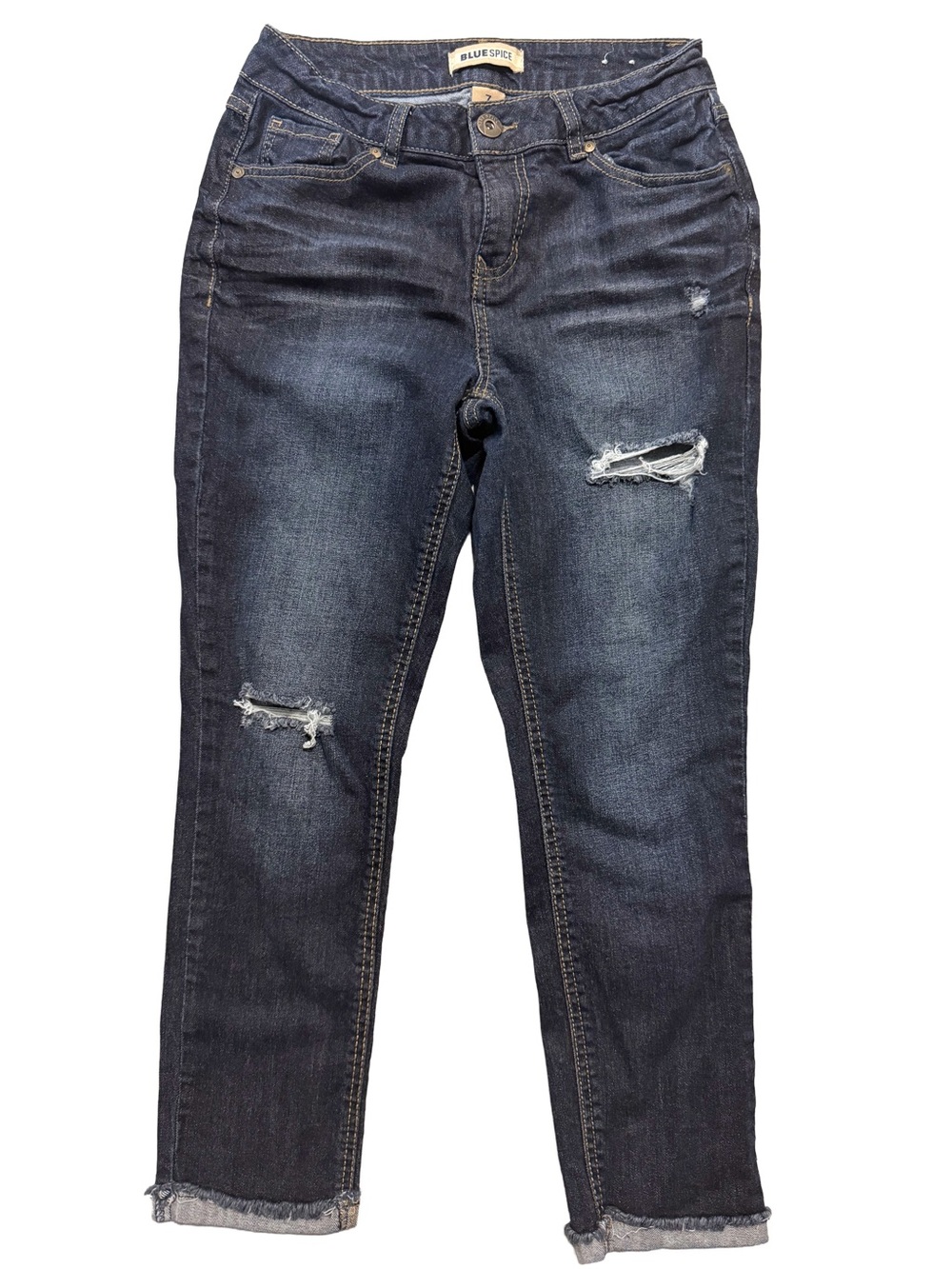 Blue Spice Women's Dark Indigo Distressed Jeans